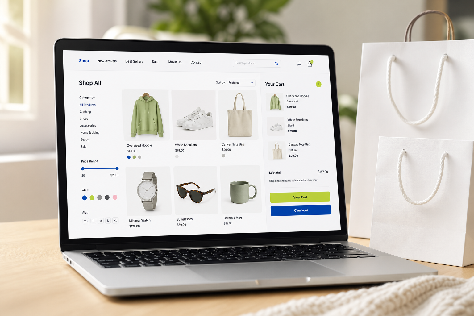 eCommerce storefront on a laptop