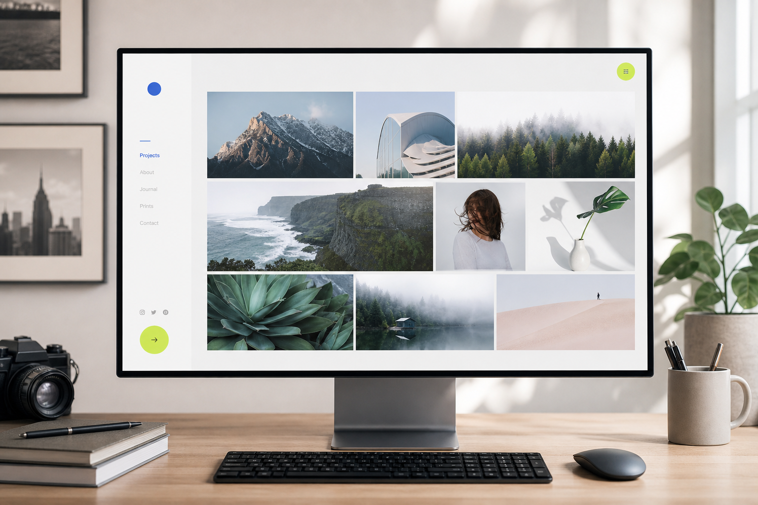 Portfolio gallery website on a monitor