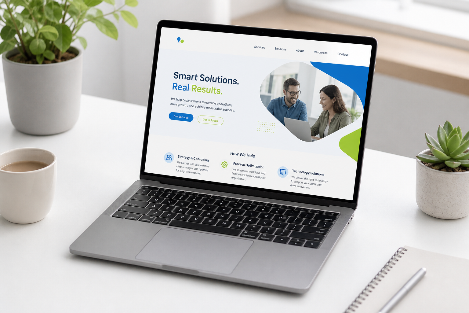 Custom business website on a laptop